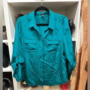 Ann Taylor Jade-Green Silk Blouse size 12